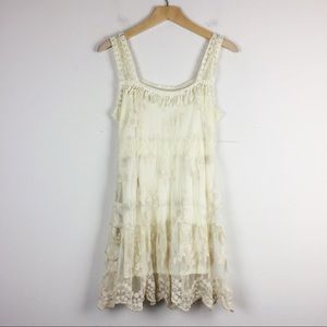 Vintage Y2K lace tie back long tank top offwhite
